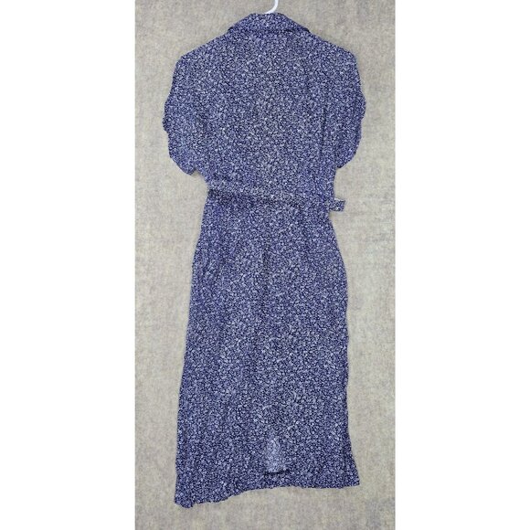Vintage 80-90's All That Jazz Floral Belted Midi Dress Blue/White Size S Vintage - Picture 2 of 12